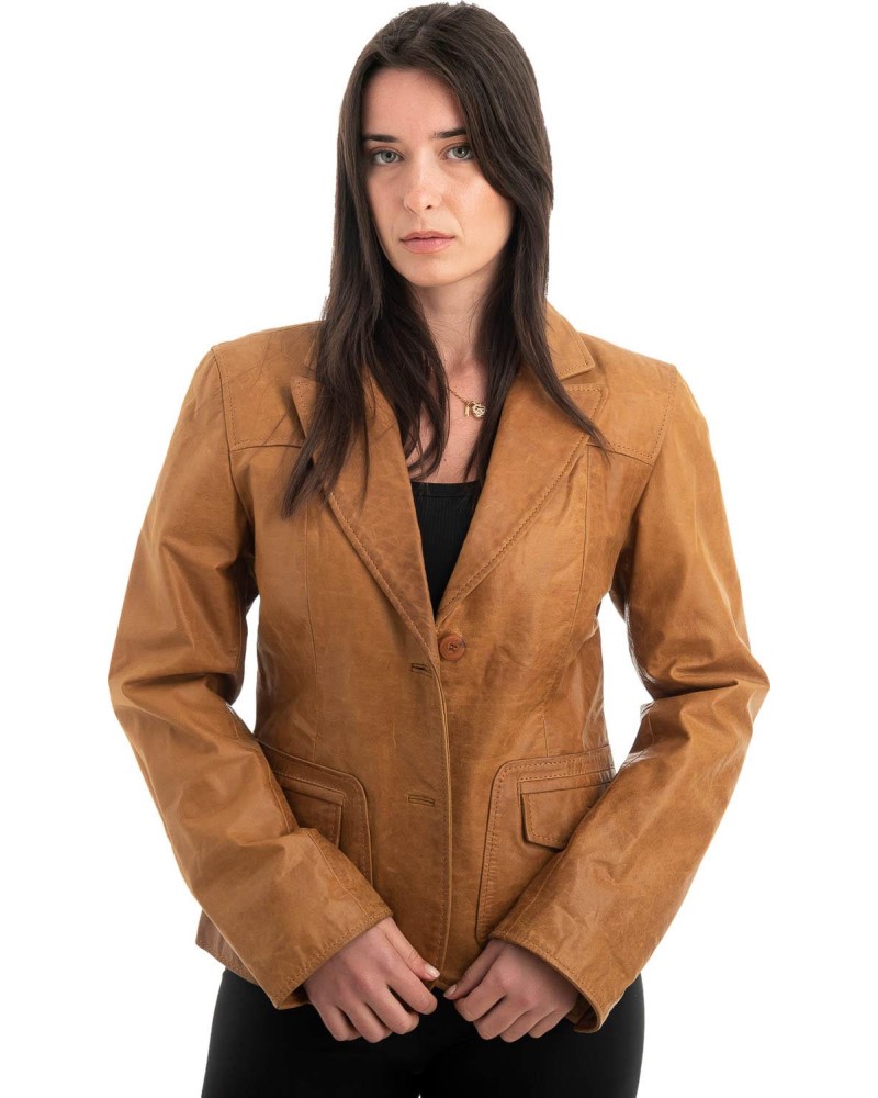 Γνήσιο Γυναικέιο Δερμάτινο Σακάκι - H25