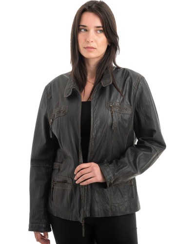 Γνήσιο Γυναικέιο Δερμάτινο Μπουφάν - H27