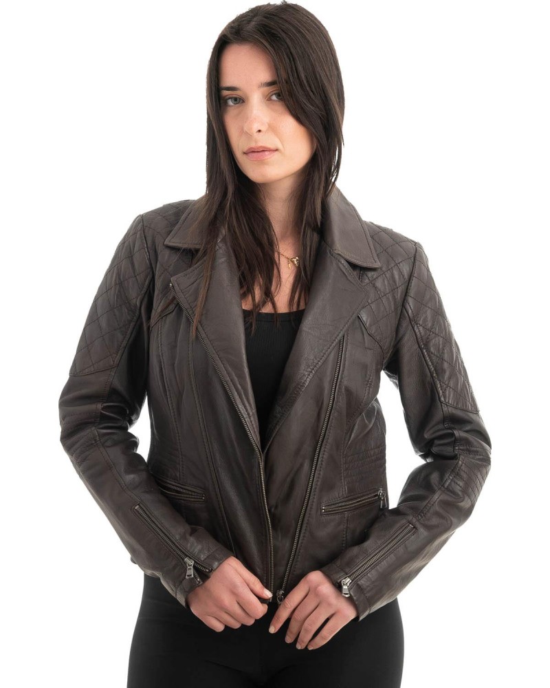 Γνήσιο Γυναικέιο Δερμάτινο Μπουφάν - H31