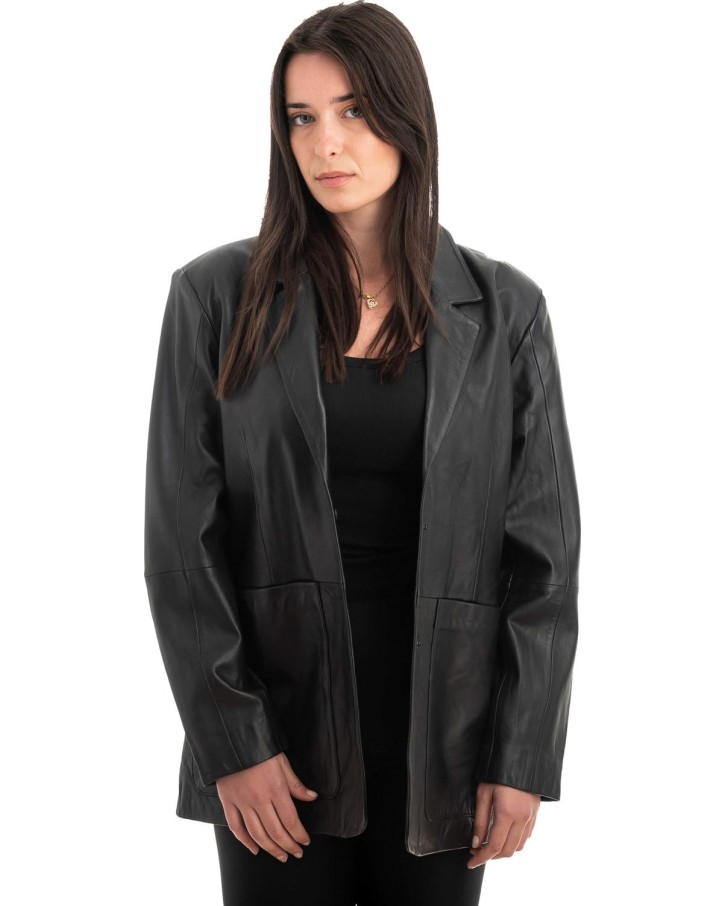 Γνήσιο Γυναικέιο Δερμάτινο Σακάκι - H36