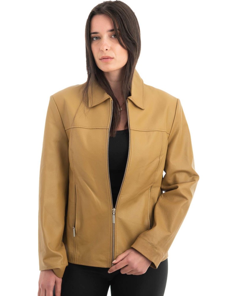 Γνήσιο Γυναικέιο Δερμάτινο Μπουφάν - H39