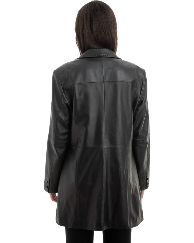 Γνήσιο Γυναικέιο Δερμάτινο Παλτό - H43