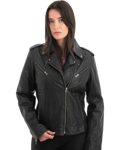 Γνήσιο Γυναικέιο Δερμάτινο Μπουφάν - H46