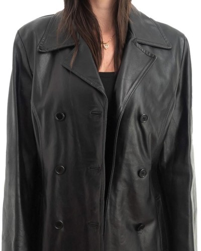 Γνήσιο Γυναικέιο Δερμάτινο Παλτό - H49