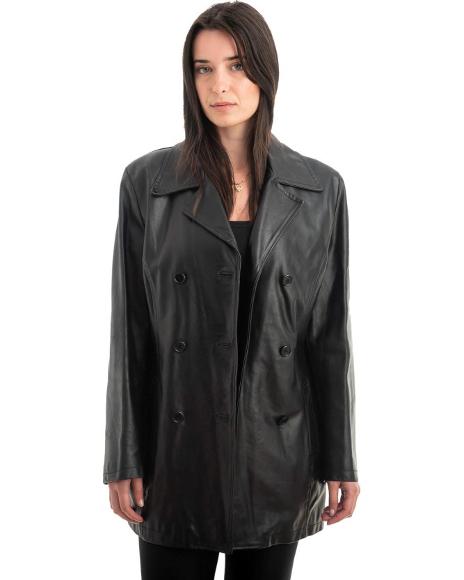 Γνήσιο Γυναικέιο Δερμάτινο Παλτό - H49