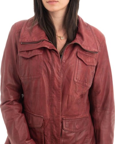 Γνήσιο Γυναικέιο Δερμάτινο Μπουφάν - H52