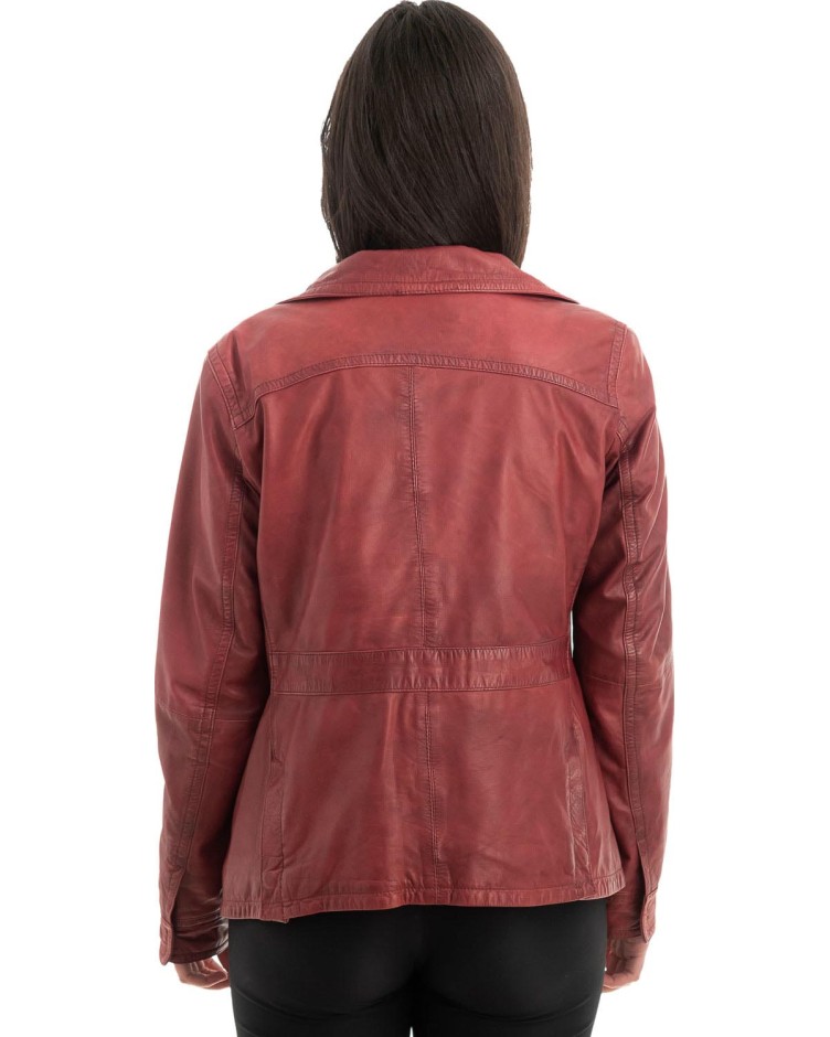 Γνήσιο Γυναικέιο Δερμάτινο Μπουφάν - H52