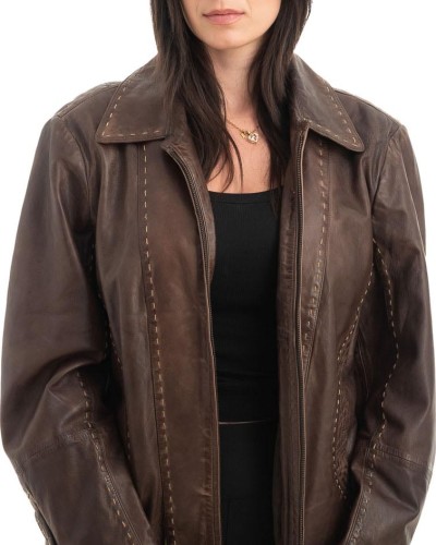 Γνήσιο Γυναικέιο Δερμάτινο Μπουφάν - H53