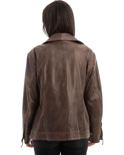 Γνήσιο Γυναικέιο Δερμάτινο Μπουφάν - H53