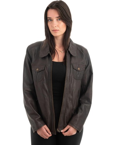 Γνήσιο Γυναικέιο Δερμάτινο Μπουφάν - H54