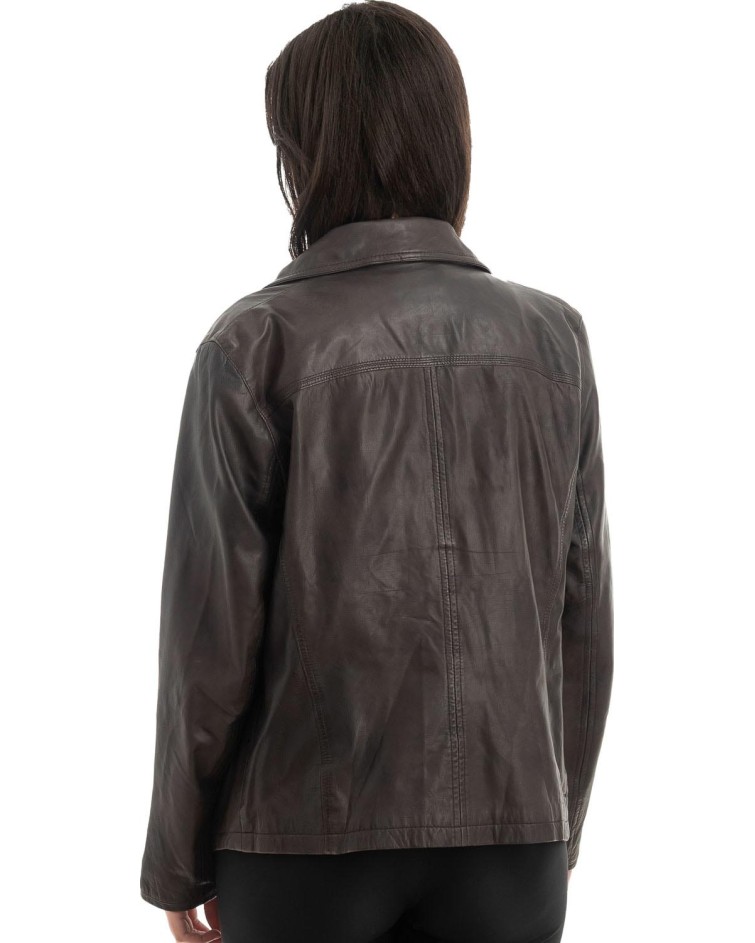 Γνήσιο Γυναικέιο Δερμάτινο Μπουφάν - H54