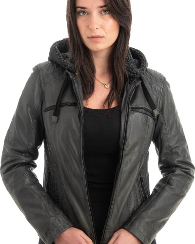 Γνήσιο Γυναικέιο Δερμάτινο Μπουφάν - H55