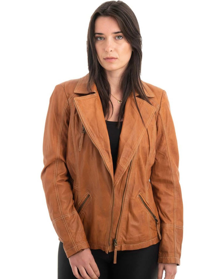 Γνήσιο Γυναικέιο Δερμάτινο Μπουφάν - H57