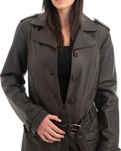 Γνήσιο Γυναικέιο Δερμάτινο Παλτό - H59