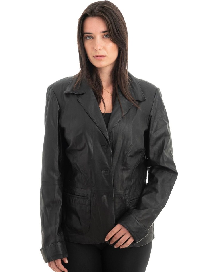 Γνήσιο Γυναικέιο Δερμάτινο Σακάκι - H62