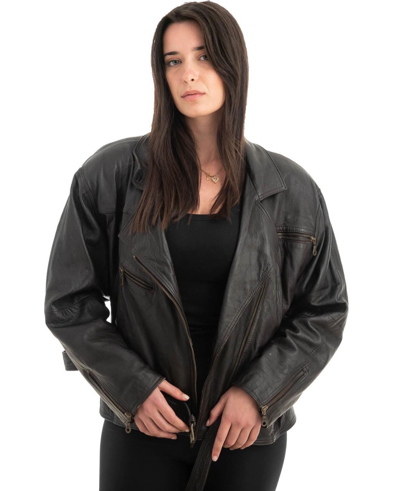 Γνήσιο Γυναικέιο Δερμάτινο Μπουφάν - H73