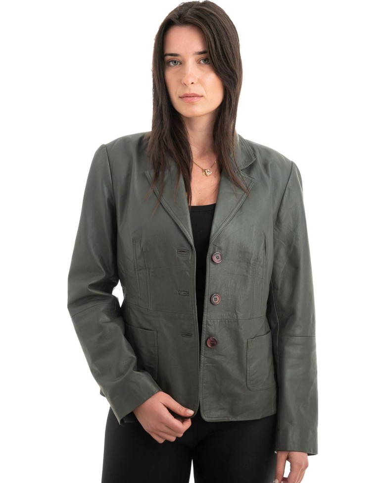 Γνήσιο Γυναικέιο Δερμάτινο Σακάκι - H74