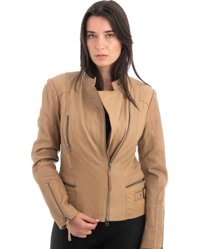 Γνήσιο Γυναικέιο Δερμάτινο Μπουφάν - H91