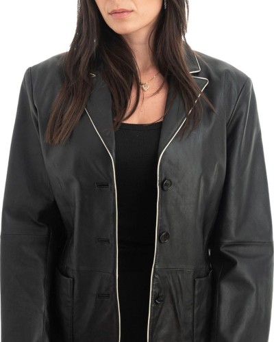 Γνήσιο Γυναικέιο Δερμάτινο Σακάκι - H96