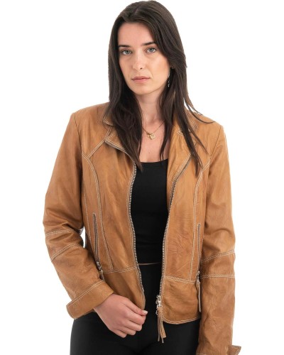 Γνήσιο Γυναικέιο Δερμάτινο Μπουφάν - H99