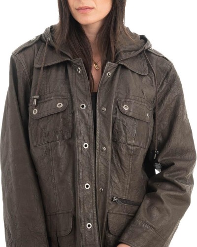 Γνήσιο Γυναικέιο Δερμάτινο Μπουφάν - H100