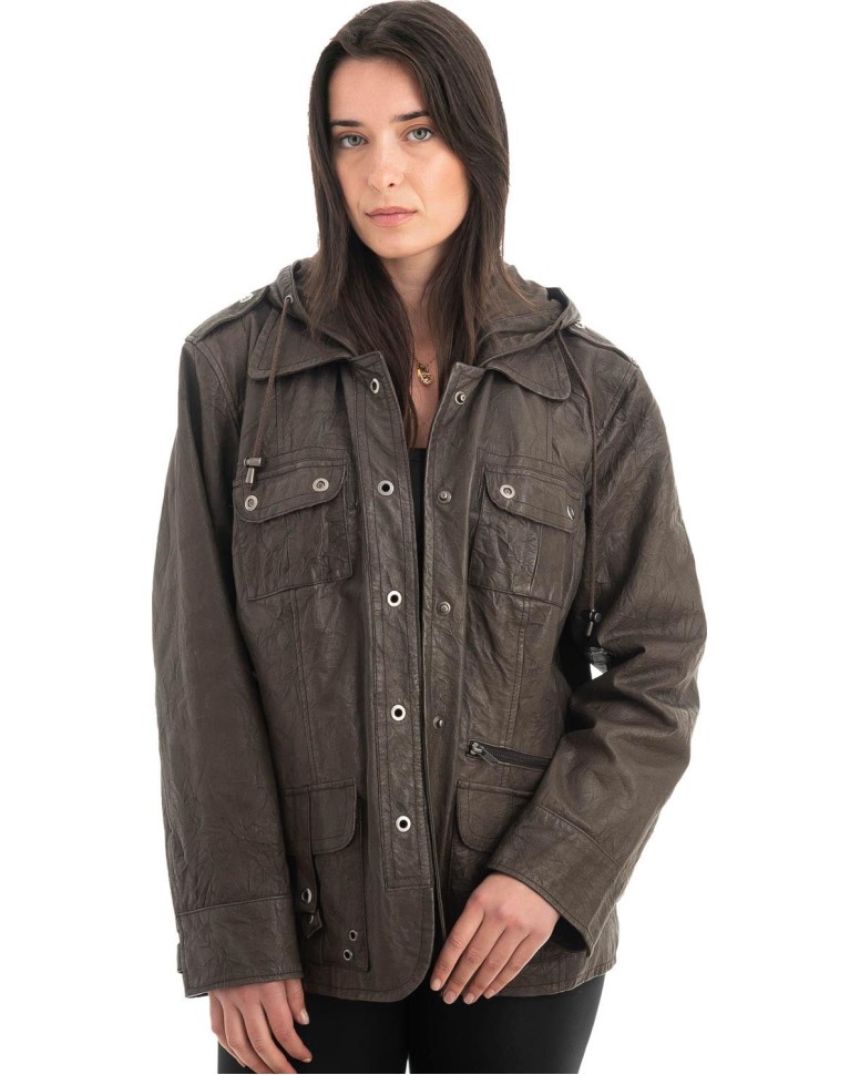 Γνήσιο Γυναικέιο Δερμάτινο Μπουφάν - H100