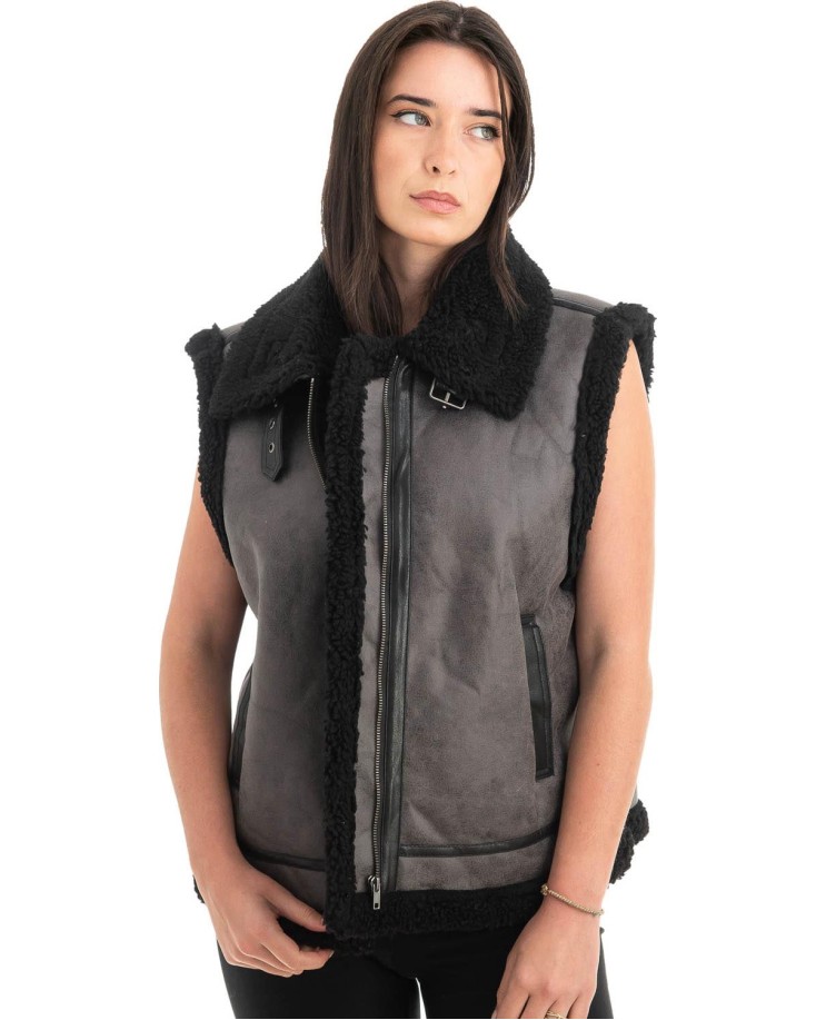 Γυναικείο Μουτόν Γιλέκο - H464