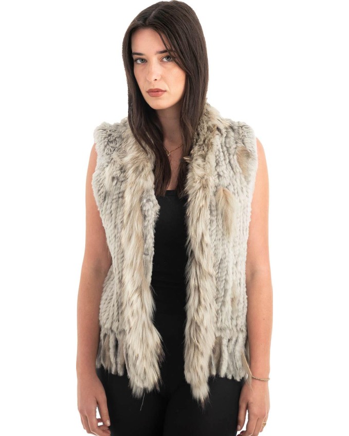 Γνήσια Γυναικεία Φυσική Γούνα Γιλέκο - H845