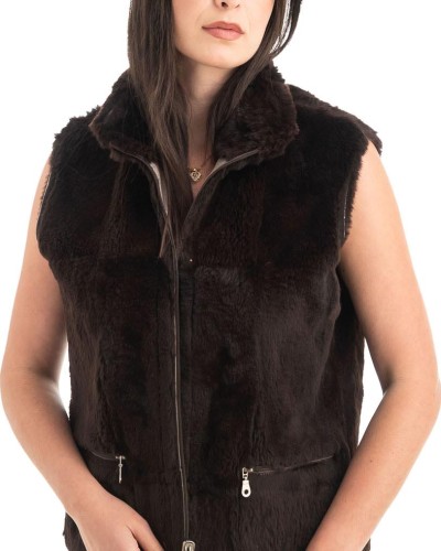 Γνήσια Γυναικεία Φυσική Γούνα Γιλέκο - H879