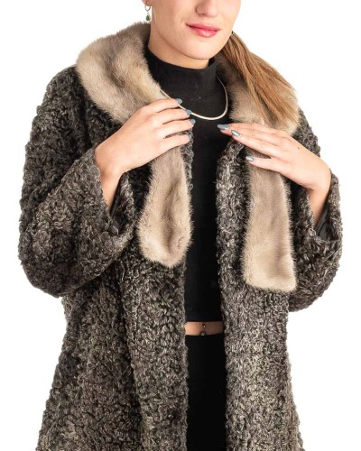 Γνήσια Γυναικεία Φυσική Γούνα Με Βιζόν Γιακά - T197