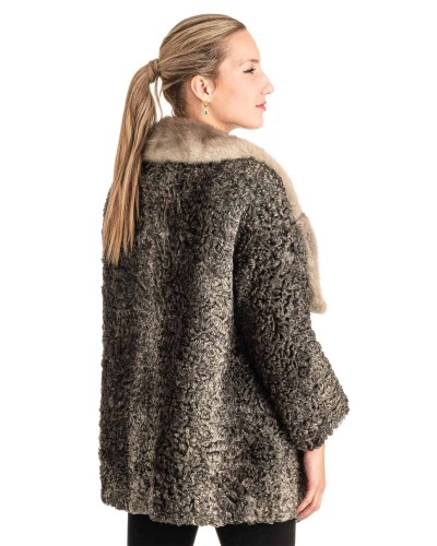 Γνήσια Γυναικεία Φυσική Γούνα Με Βιζόν Γιακά - T197