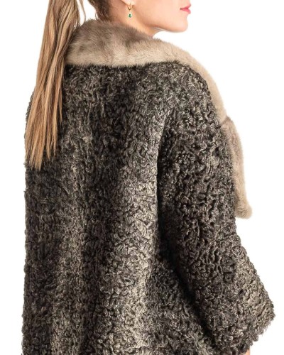 Γνήσια Γυναικεία Φυσική Γούνα Με Βιζόν Γιακά - T197