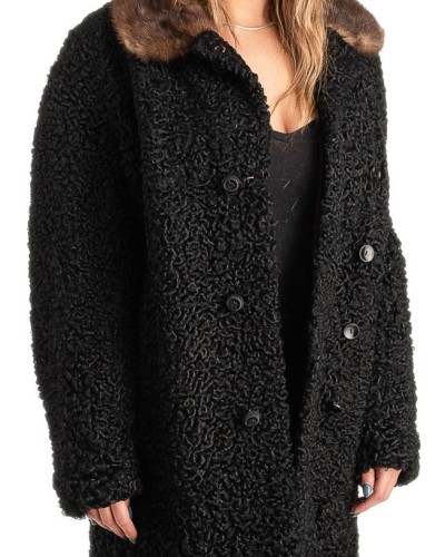 Γνήσια Γυναικεία Φυσική Γούνα Με Βιζόν Γιακά - T240