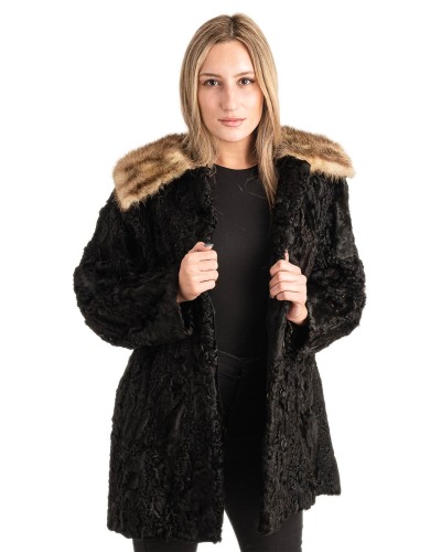 Γνήσια Γυναικεία Φυσική Γούνα Με Βιζόν Γιακά - T257