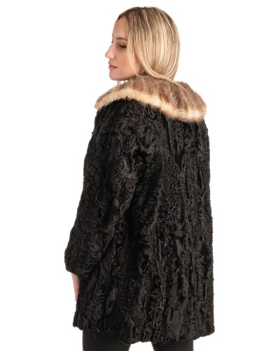 Γνήσια Γυναικεία Φυσική Γούνα Με Βιζόν Γιακά - T257