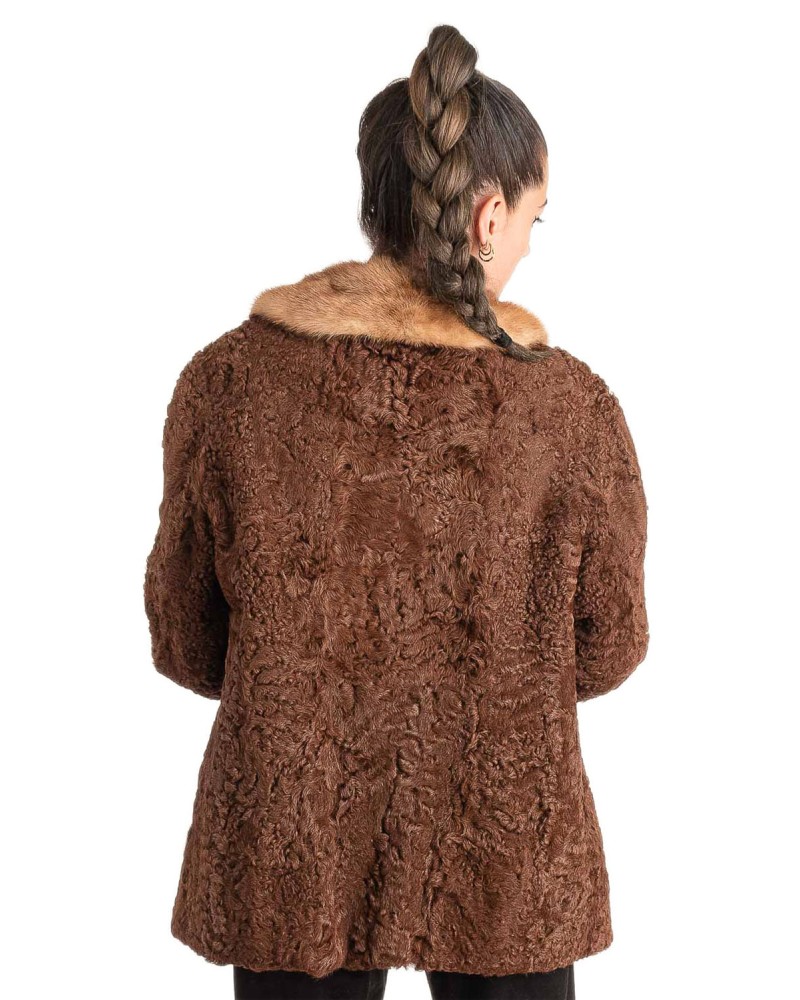 Γνήσια Γυναικεία Φυσική Γούνα Με Βιζόν Γιακά - T258