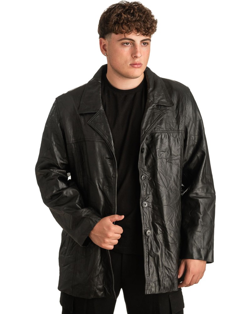 Γνήσιο Ανδρικό Δερμάτινο Παλτό - T321