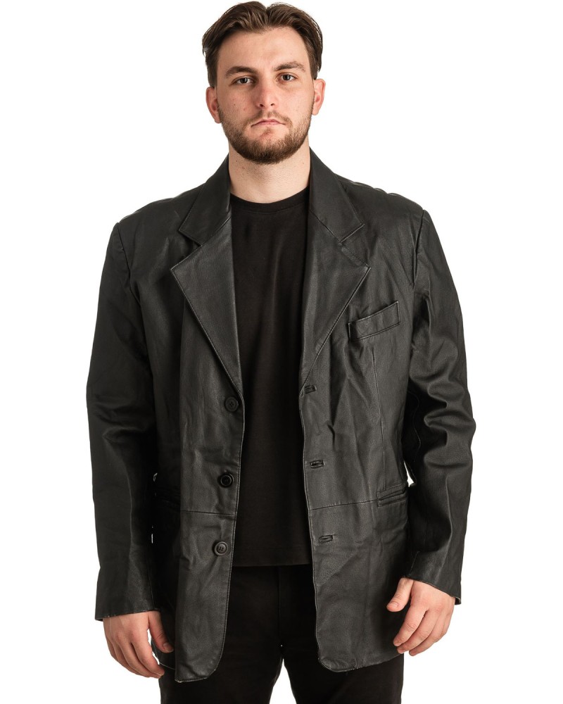 Γνήσιο Ανδρικό Δερμάτινο Παλτό - T324