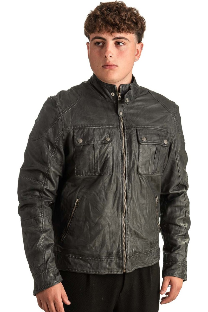 Γνήσιο Ανδρικό Δερμάτινο Μπουφάν - T350