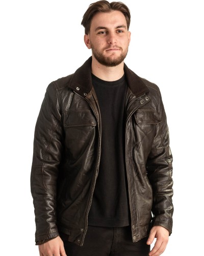 Γνήσιο Ανδρικό Δερμάτινο Μπουφάν - T371