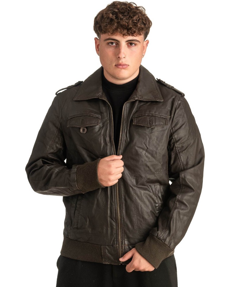 Γνήσιο Ανδρικό Δερμάτινο Μπουφάν - T395