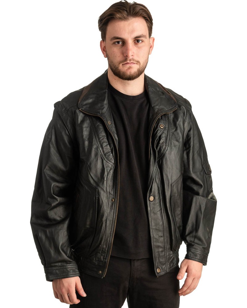 Γνήσιο Ανδρικό Δερμάτινο Μπουφάν - T400