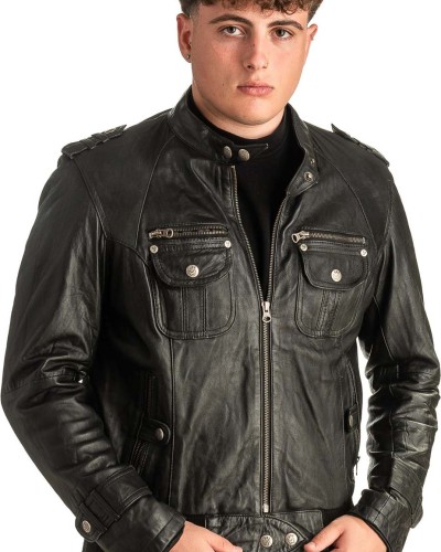 Γνήσιο Ανδρικό Δερμάτινο Μπουφάν - T408