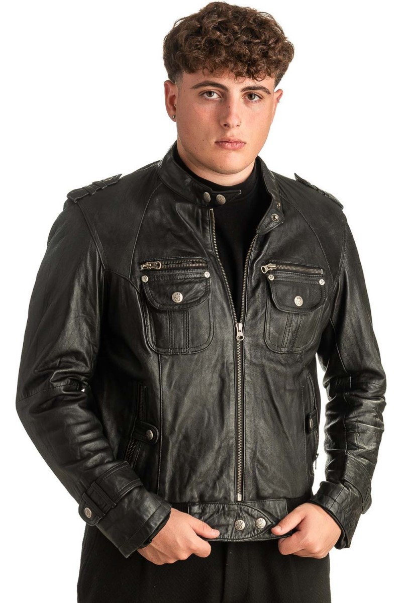 Γνήσιο Ανδρικό Δερμάτινο Μπουφάν - T408