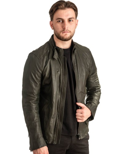 Γνήσιο Ανδρικό Δερμάτινο Μπουφάν - T416