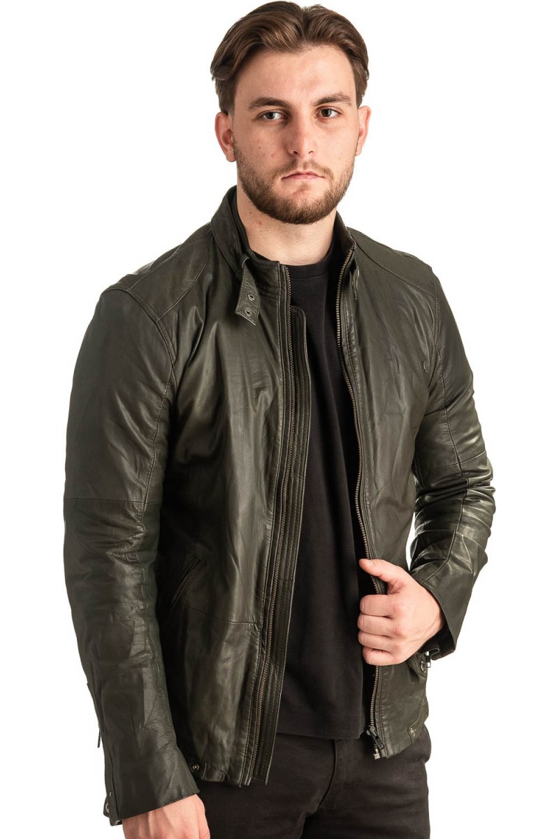 Γνήσιο Ανδρικό Δερμάτινο Μπουφάν - T416
