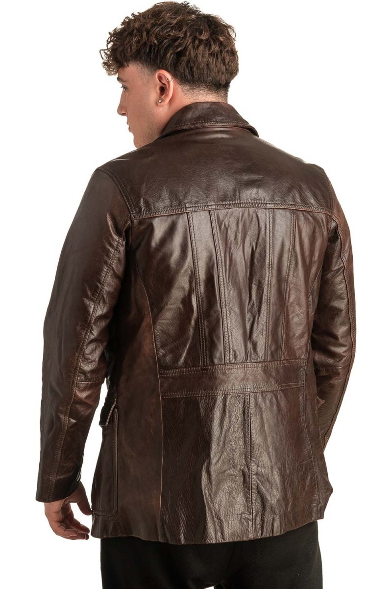 Γνήσιο Ανδρικό Δερμάτινο Μπουφάν - T418