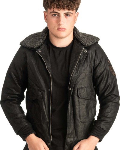 Γνήσιο Ανδρικό Δερμάτινο Μπουφάν - T490