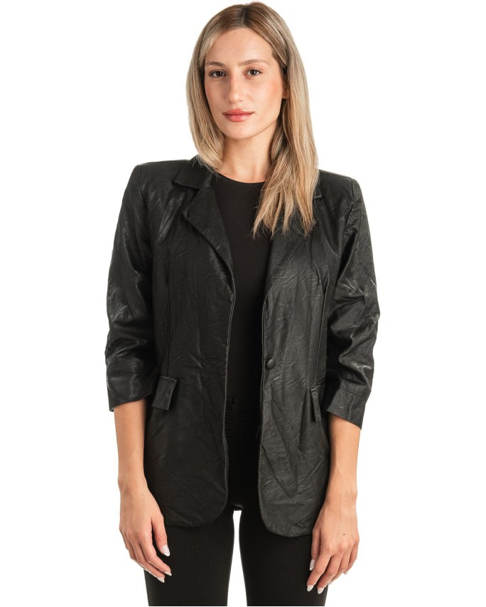 Δερμάτινο Γυναικείο Σακάκι - T496