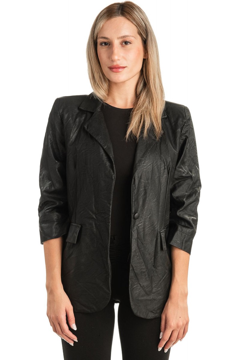 Δερμάτινο Γυναικείο Σακάκι - T496